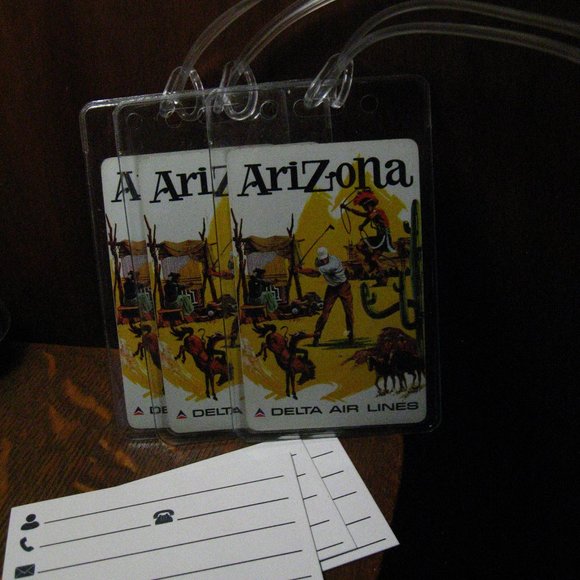 Delta Air Lines Arizona Vintage Playing Card Luggage Tags (3) - Picture 1 of 4